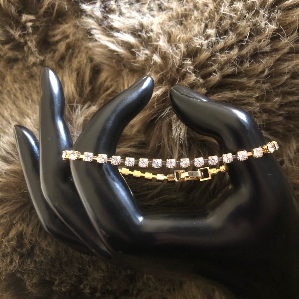 Vintage clear rhinestone gold tennis bracelet